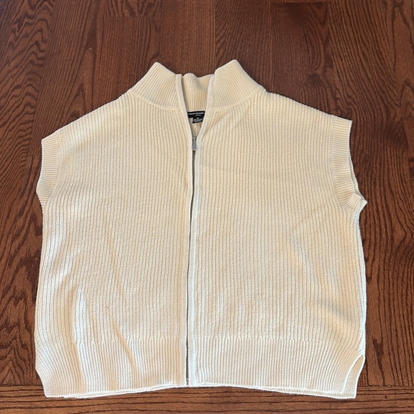 French Connection drop short sleeve zip up turtleneck knit Sweater oversized M - Picture 13 of 13